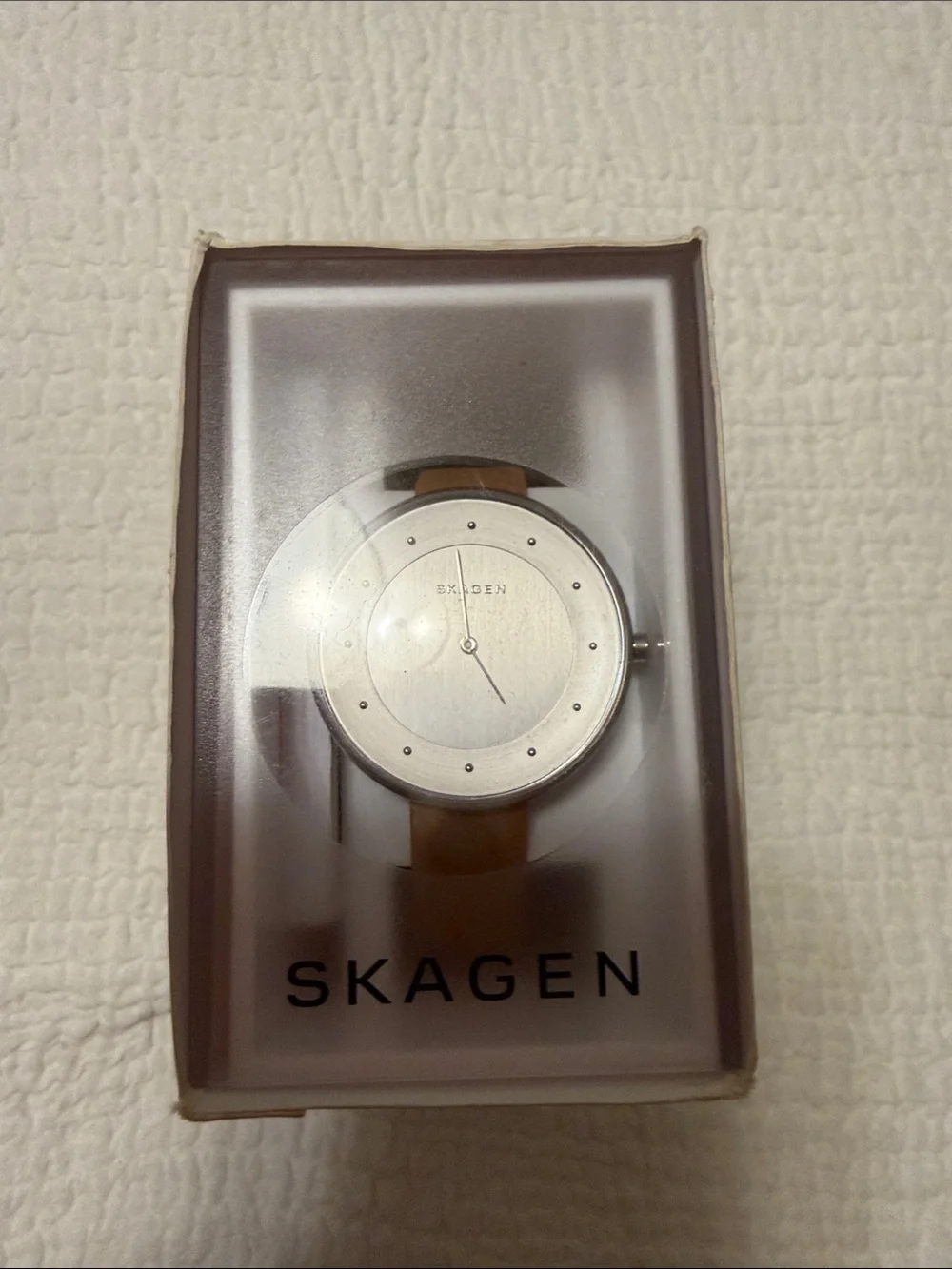 Skagen Gitte Matte White Dial Watch Leather Band